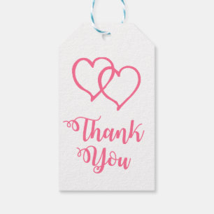 Pink And White Hearts Wedding Thank You Party Gift Tags