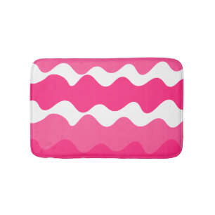 Pink and white horizontal waves pattern bath mat