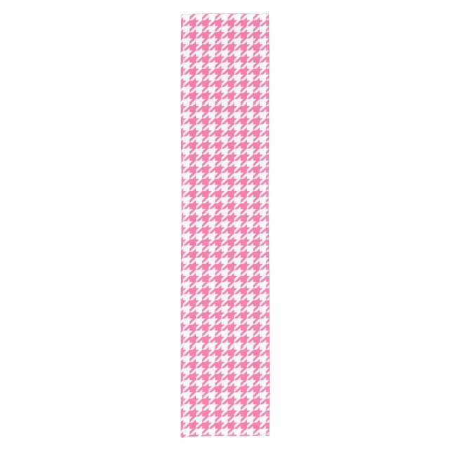Pink and White Houndstooth Check Short Table Runner (Front)
