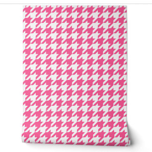 Pink and White Houndstooth Check Wallpaper
