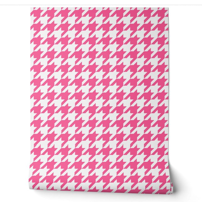 Pink and White Houndstooth Check Wallpaper (Unrolling)