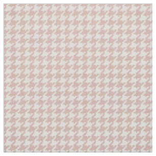 Pink and White Houndstooth Geometric Pattern Fabric