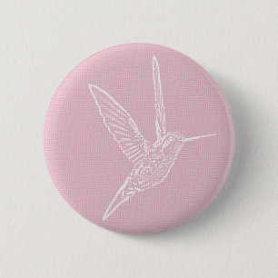 Pink and White Hummingbird 6 Cm Round Badge