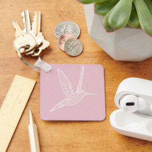 Pink and White Hummingbird Key Ring