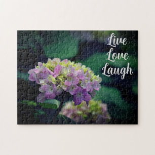 Pink and White Hydrangea Flower Motivational Jigsaw Puzzle