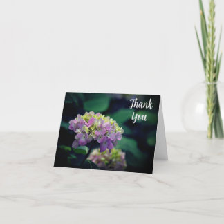 Pink and White Hydrangea Garden Flower Thank You Card