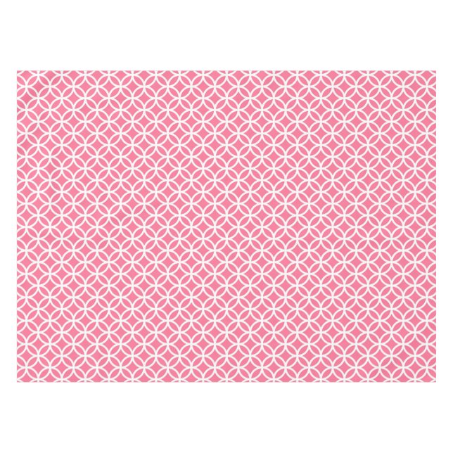 Pink and White Interlinking Circles Tablecloth (Front (Horizontal))