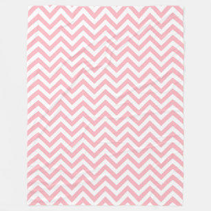 Pink and White Large Chevron ZigZag Pattern Fleece Blanket