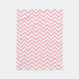 Pink and White Large Chevron ZigZag Pattern Fleece Blanket