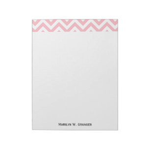 Pink and White Large Chevron ZigZag Pattern Notepad