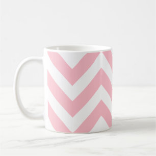 Pink and White Large Horizontal Chevron Pattern Coffee Mug