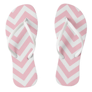 Pink and White Large Size Chevron Stripes Jandals