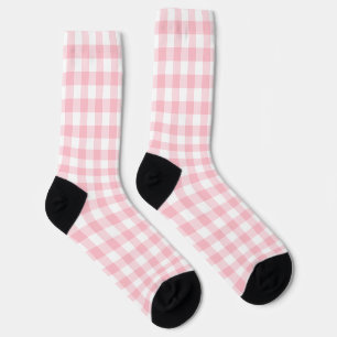 Pink and White Large Size Gingham Checks Socks