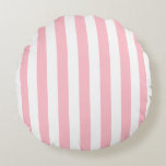 Pink and White Large Size Stripes Round Cushion<br><div class="desc">Pink and white large size stripes pattern,  a simple but elegant design</div>