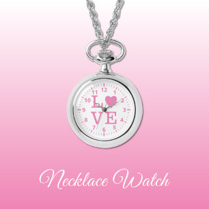Pink and white Love Necklace Watch