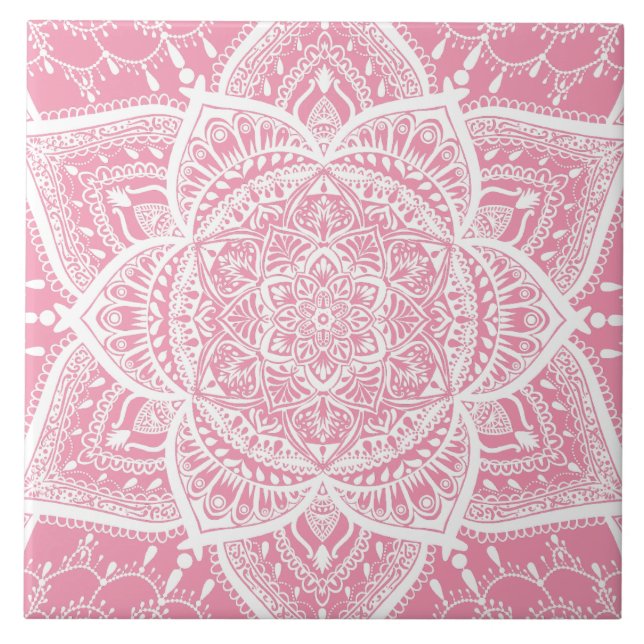Pink and White Mandala - Loergann in Jasmine Tile (Front)