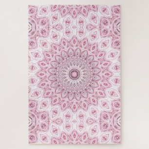 Pink and White Mandala Pattern Design Jigsaw Puzzle