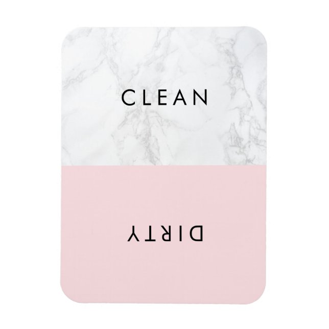 Pink and White Marble Modern Typography Dishwasher Magnet (Vertical)