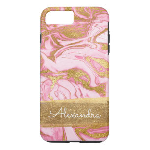 Pink and White Marble with Gold Foil and Glitter Case-Mate iPhone Case