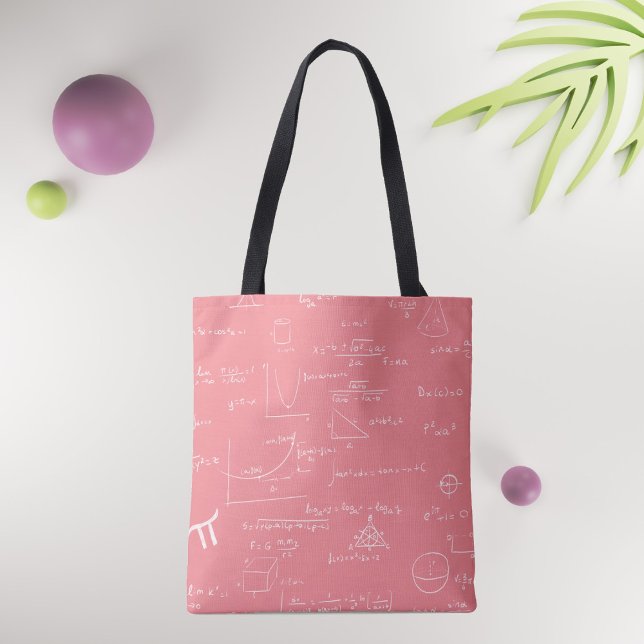  Pink and white math equations and math graphics  Tote Bag (Creator Uploaded)