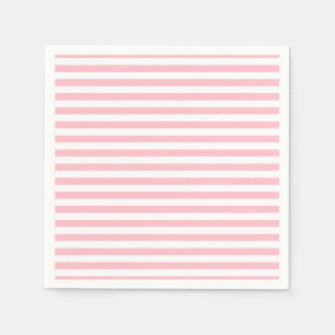 Pink and White Medium Horizontal Stripes Paper Napkin