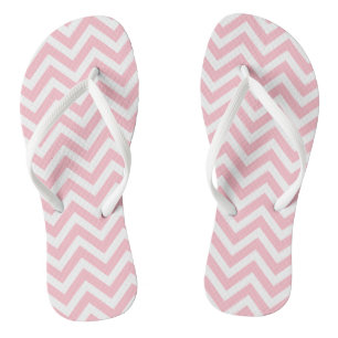 Pink and White Medium Size Chevron Stripes Jandals