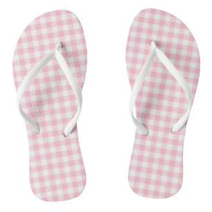 Pink and White Medium Size Gingham Checks Jandals