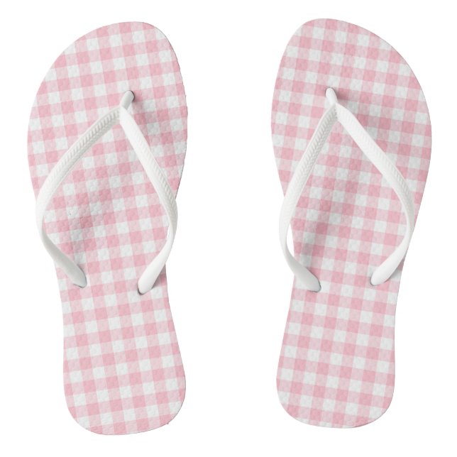 Pink and White Medium Size Gingham Checks Jandals (Footbed)