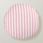 Pink and White Medium Size Stripes Round Cushion<br><div class="desc">Pink and white medium size stripes pattern,  a simple but elegant design</div>