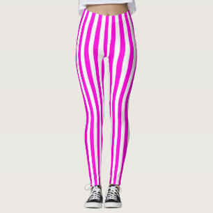 Pink and white mid stripe leggings