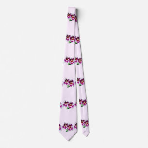 Pink and White Miltoniopsis Orchids Tie