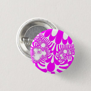 Pink and White Mod 3 Cm Round Badge