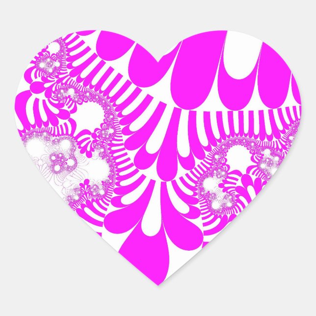 Pink and White Mod Heart Sticker (Front)