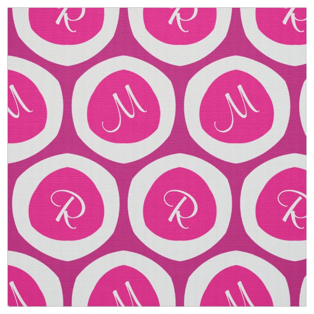 Pink and White Modern Monogram Novelty Fabric (Swatch)