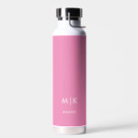 Pink and White | Modern Monogram Water Bottle<br><div class="desc">This modern water bottle design features a colourful pink background,  with your initials in bold white text for a look that is simple and stylish,  yet professional.</div>