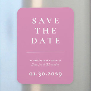 Pink and White Modern Save the Date Magnet