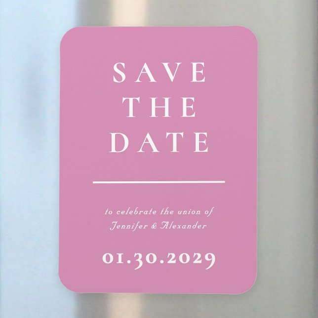 Pink and White Modern Save the Date Magnet (Creator Uploaded)