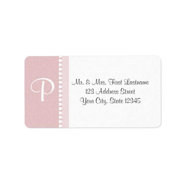Pink and White Monogram Hearts Label (Front)