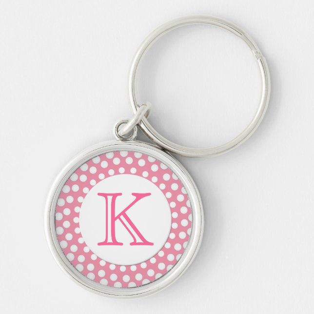 Pink and White Monogram Key Chain (Front)