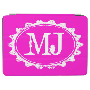 Pink and white monogram magnetic iPad air case