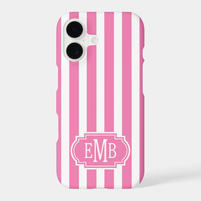 Pink and White Monogrammed Stripes (Back)