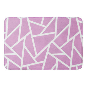 Pink and white mosaic pattern bath mat
