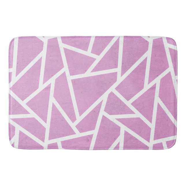 Pink and white mosaic pattern bath mat (Front)