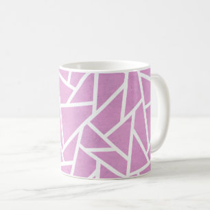 Pink and white mosaic pattern coffee mug