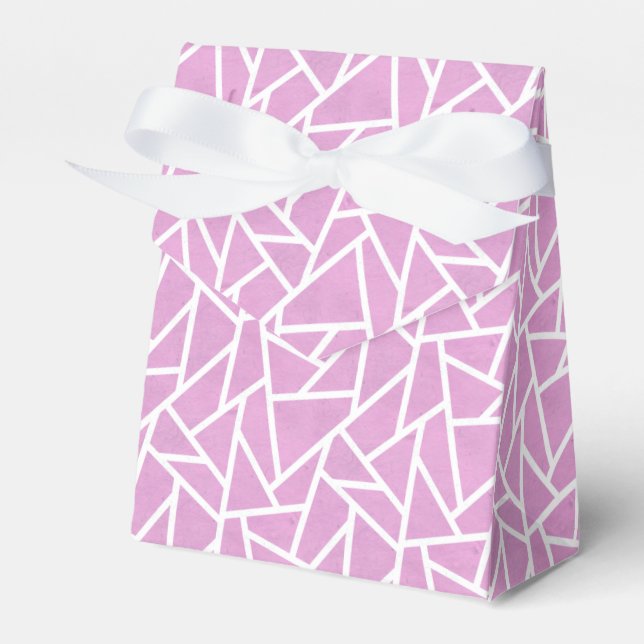 Pink and white mosaic pattern favour box (Front Side)