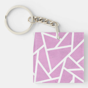 Pink and white mosaic pattern key ring