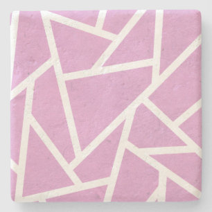 Pink and white mosaic pattern stone coaster