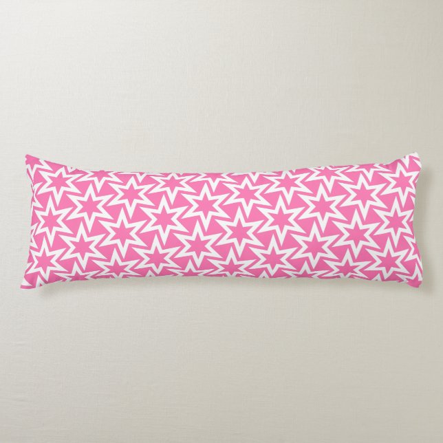 Pink And White Motif | Geometric Star Pattern Body Cushion (Front)
