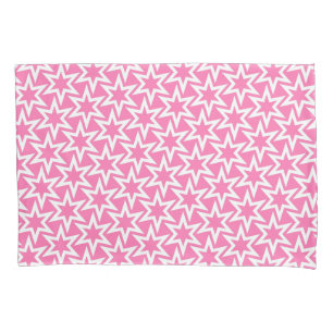 Pink And White Motif Geometric Star Pattern Pillowcase