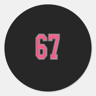Pink And White Number 67 Jersey Player Uniform #67 Classic Round Sticker